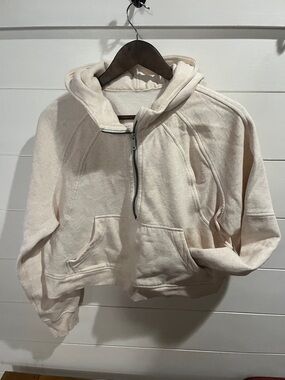 lululemon athletica light pink beige/cream half-zip hoodie scuba flaws in photos